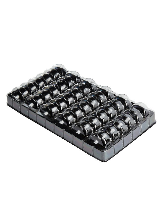 Restaurantware 13.2 x 11 x 2 Inch Macaron Containers, 100 Shockproof Macaron Boxes - Fits 36 Macarons, With Clear Lids, Black Plastic Macaron Boxes, Use At Bakeries or Parties, For Gifting Macarons  - Image 1