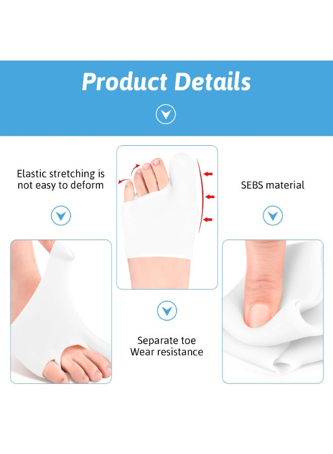 2 Pieces Large White Reusable Soft Gel Toe Protector Set, Big Toe Caps & Metatarsal Foot Sleeves, Comfort Bunion Pain Relief Cushions For Men Women, Anti-Friction Pads Prevent Corns Blisters Calluses Ingrown Toenails - Image 4