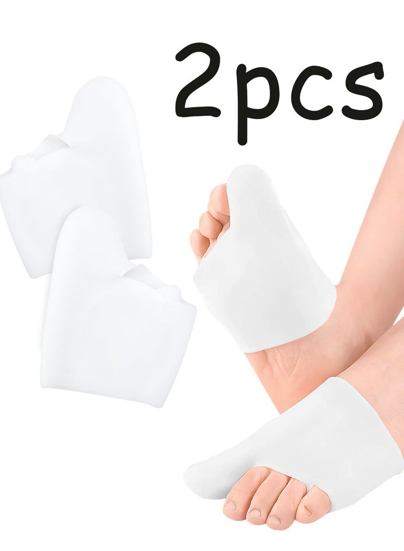 2 Pieces Large White Reusable Soft Gel Toe Protector Set, Big Toe Caps & Metatarsal Foot Sleeves, Comfort Bunion Pain Relief Cushions For Men Women, Anti-Friction Pads Prevent Corns Blisters Calluses Ingrown Toenails - Image 1