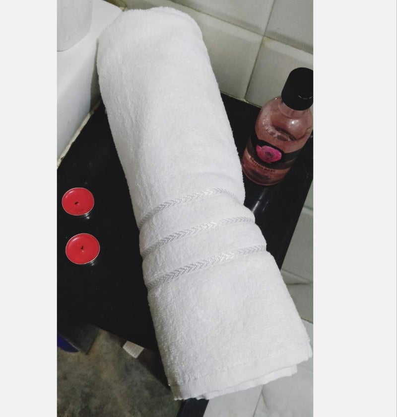 Bombay Dyeing Cotton Flora Towel (White, 75 X 150 Cm) - Image 1