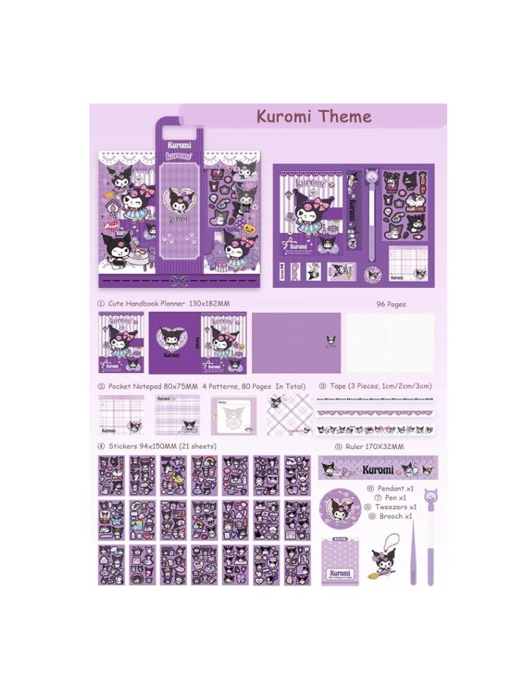 kuromi Stationery Set  Scrapbooking Handbook Planner, Pocket Notepad, Tape, Ruler, Pen, and Stickers Perfect Birthday Gifts for Girls Ages 4-12, Ideal Kids' Back-to-School Gift (Kuromi)  - Image 2
