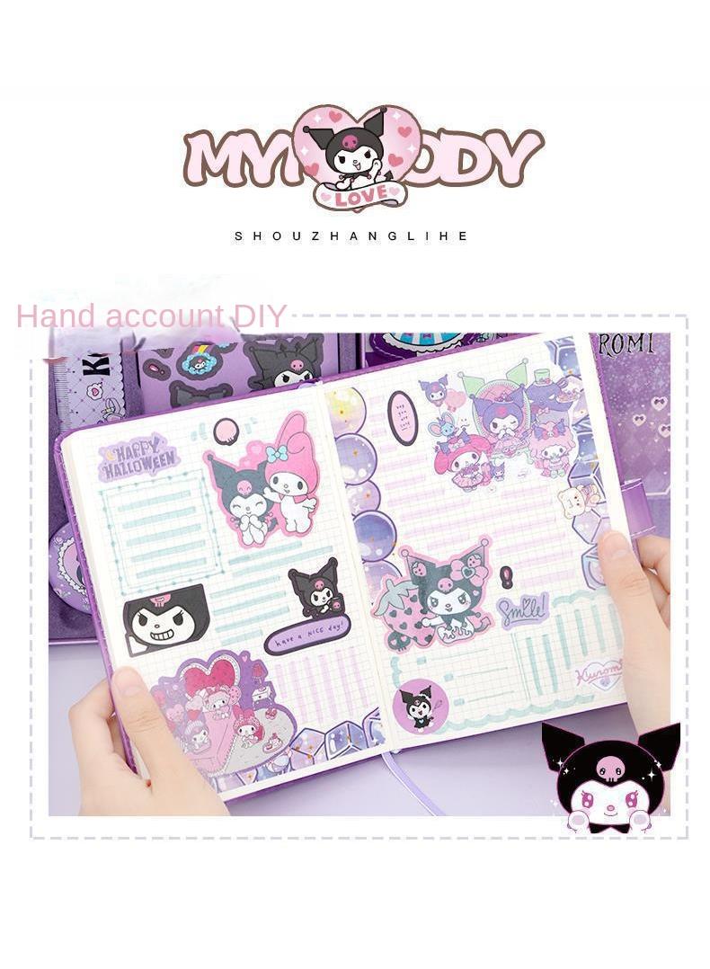 kuromi Stationery Set  Scrapbooking Handbook Planner, Pocket Notepad, Tape, Ruler, Pen, and Stickers Perfect Birthday Gifts for Girls Ages 4-12, Ideal Kids' Back-to-School Gift (Kuromi)  - Image 5