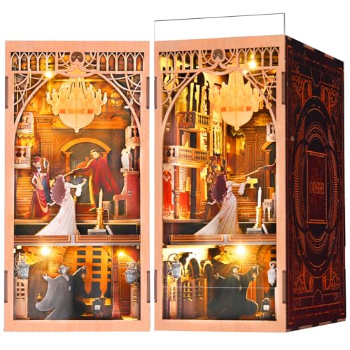 MiniCity DIY Book Nook Kit Miniature Dollhouse Booknook Kit 3D Wooden Puzzle Bookend Bookshelf Insert Decor with LED Light for Teens and Adults Phantom of The Opera - Image 1