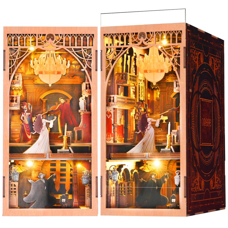 MiniCity DIY Book Nook Kit Miniature Dollhouse Booknook Kit 3D Wooden Puzzle Bookend Bookshelf Insert Decor with LED Light for Teens and Adults Phantom of The Opera - Image 2