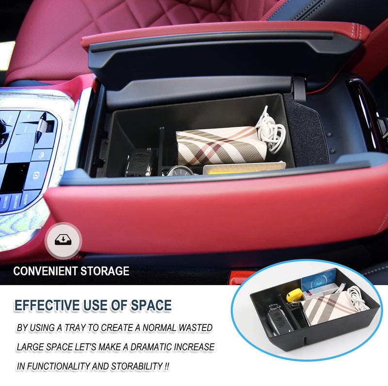 RUIYA منظم كونسول مركزي Fit X5/X6/X7 2020-2025 ملحقات BMW X5/X6/X7 منظم كونسول وسط صندوق تخزين مسند ذراع صينية كونسول متوافقة مع 2020 2021 2022 2023 2024 2025 BMW X5/X6/X7 - Image 3