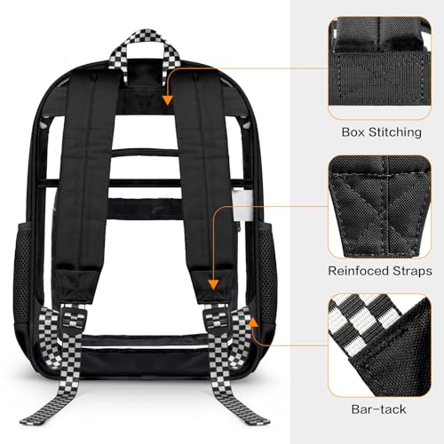 PAMANO Clear Backpack Heavy Duty Fabric & PVC Transparent Bookbag, See Through Bag for College Work Travel Security, Black - Image 5