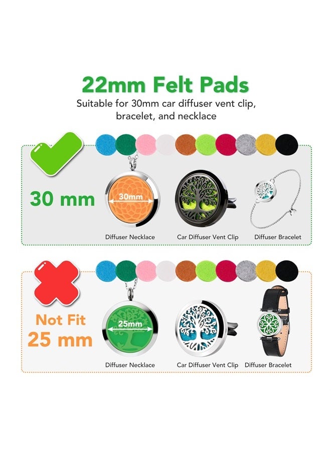 48PCS 22mm Replacement Refill Pads for 30mm Essential Oil Diffuser Necklace, Felt Pads for Aromatherapy Necklace Pendant Diffuser Bracelet Car Diffuser Vent Clip with 12 Colors, 0.87 Inch