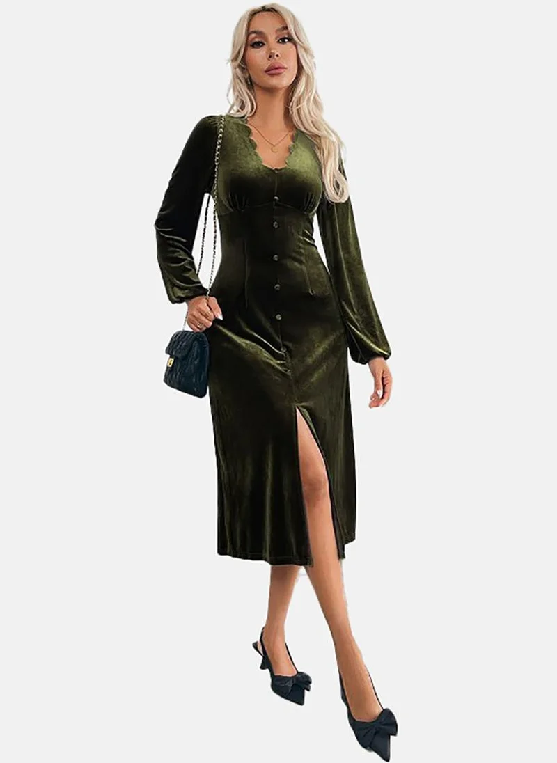 يونيكي Velvet A-Line Midi Dress