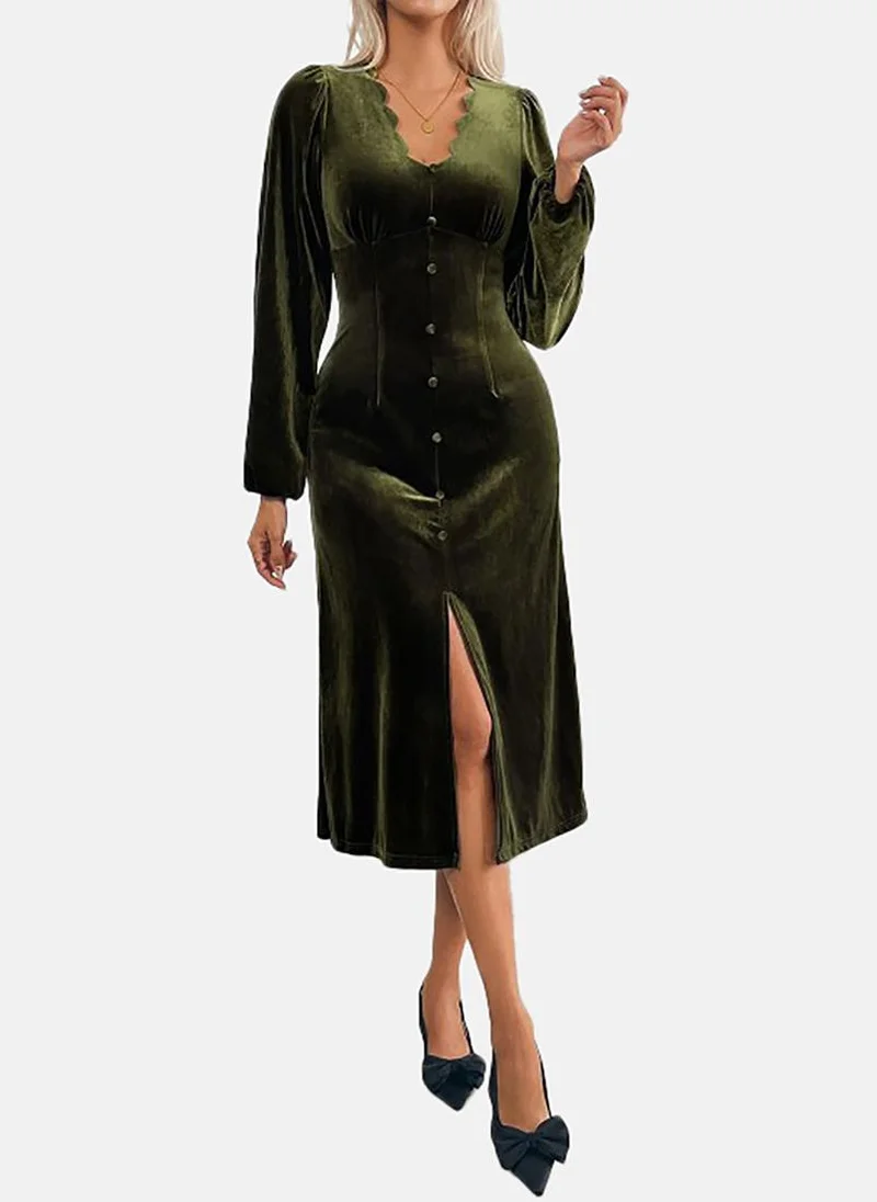 يونيكي Velvet A-Line Midi Dress