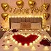 Seematn Gold Valentines Day Balloon Kit with 16 Inch I Love You Letter Banner 6 Pcs18 Inch Heart Balloons 24 Pcs Flameless Candles 2000 Pcs Fake Rose Petal for Galentines Party Bridal Shower Decor - Image 2