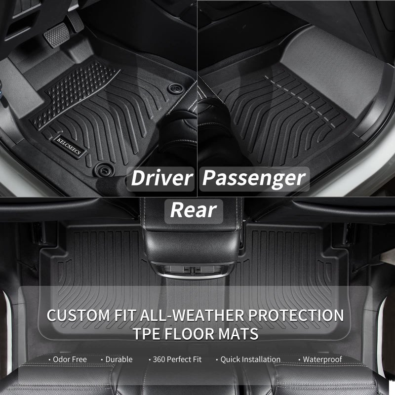 KELCSEECSÂ® Floor Mats & Cargo Liner Custom for Ford Edge 2015-2024 & Ford Edge ST 2019-2024 All Weather Protection TPE Floor Liners Front& Rear Row Full Set Accessories Black - Image 2