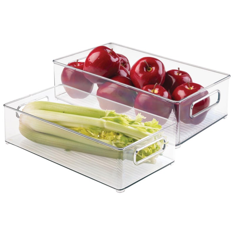 iDesign Stackable Fridge Bin  Storage Bin for Freezer or Pantry Set of 2 Clear Made in USA