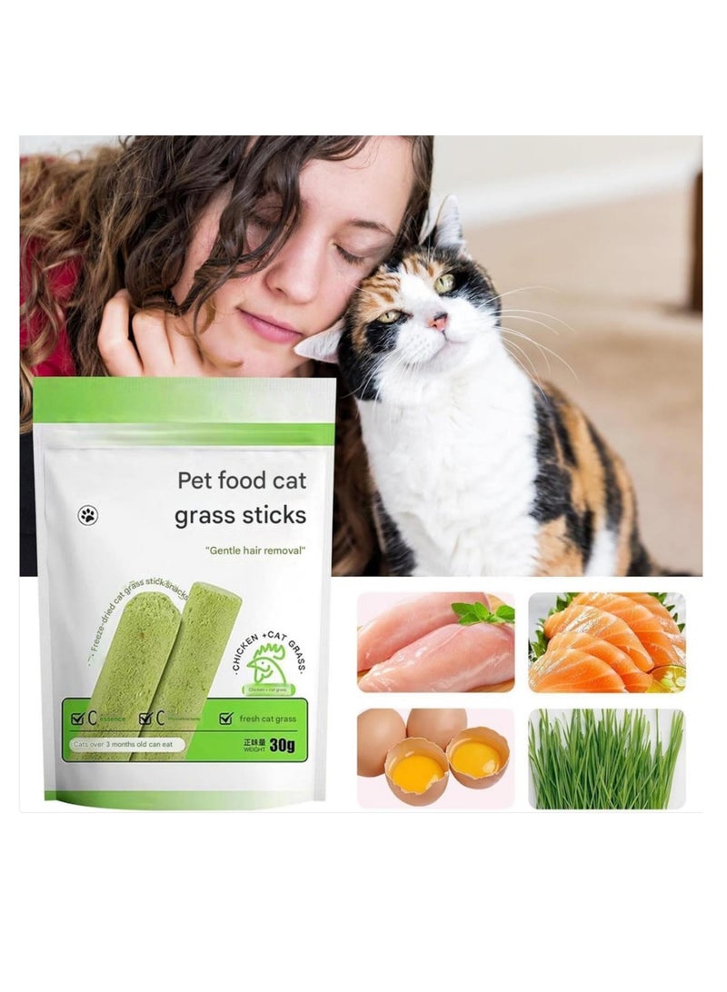 Meetion Cat Grass Chew Stick Grinding Rod Chew Toy Teeth Cleaner Natural Grass Molar Rod for Cat Indoor Travel Kitten (6pcs) - Image 3