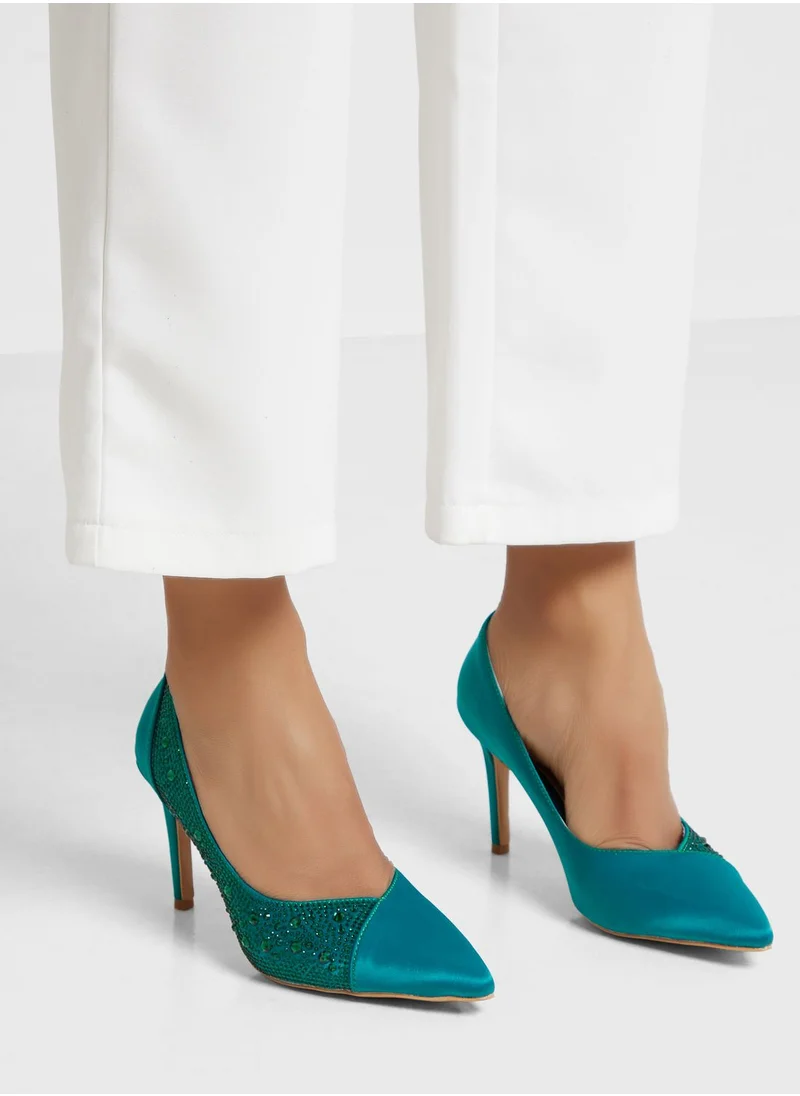 Khizana Diamante Colour Block Pointed Pump