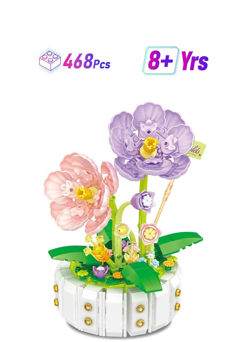 Flower Bouquet Building Sets Mini Bricks Building Set with Flowers Violets Idea Home Décor Botanical Collection Birthday Gift for Adults Women Teens468PCS - Image 1