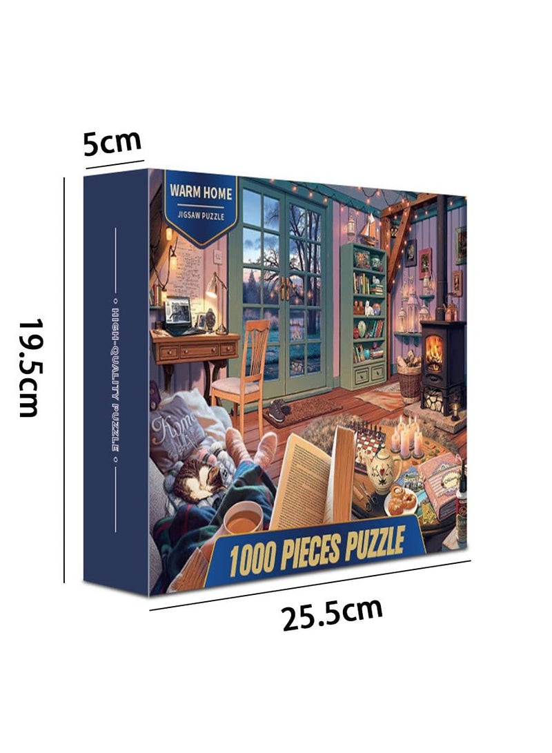 1000 Pieces Cozy Retreat Puzzles, Kids DIY Toys for Creative Gift Home Decor, Difficult Challenge Jigsaw Puzzle for Kids and Adults (Warm Home) - Image 2
