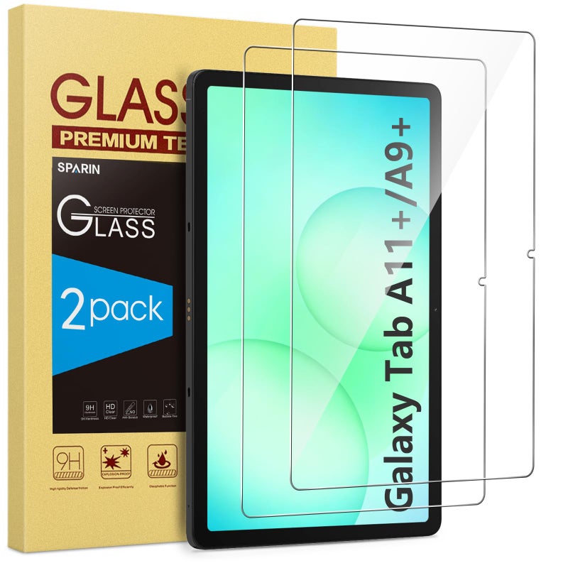 SPARIN 2 Pack Screen Protector for Samsung Galaxy Tab A11 Plus/A9 Plus [11 Inch-2025/2023], Tempered Glass for Tablet A11+/A9+ (SM-X230/X235/236B/X210/X216/X218), Case Friendly, HD Clear - Image 1
