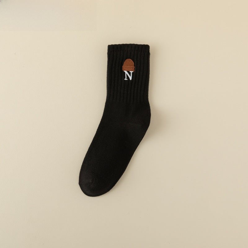Korean Mid-Calf Cotton Socks Autumn Coffee - Image 2