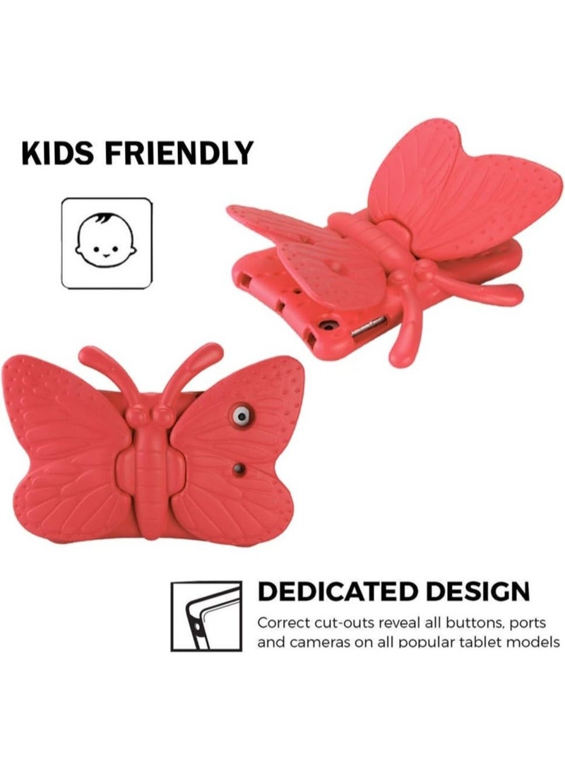 راكسوم جراب iPad Mini للأطفال، جناح فراشة لطيف مزدوج كحامل خفيف الوزن مقاوم للأطفال، غطاء واقي متين من إسفنج EVA لجهاز Apple iPad Mini 1/2/3/4 - أحمر - Image 3