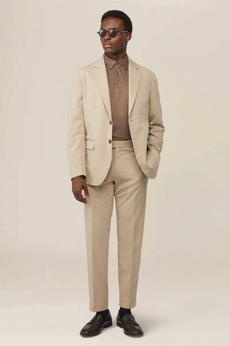 Men's regular fit jersey trousers - Beige