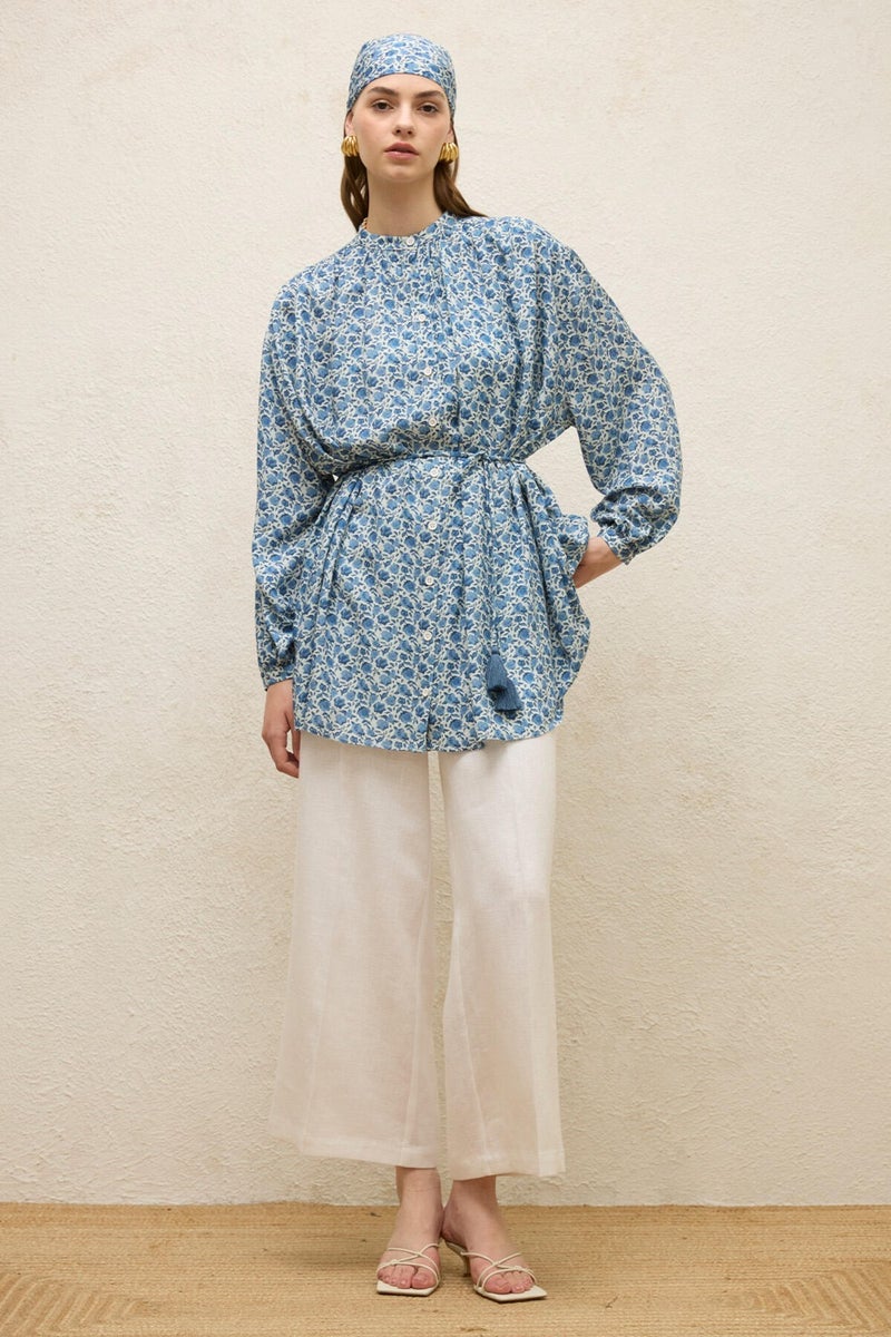 Manuka Viscose Patterned Tunic Rose Blue  - Image 3