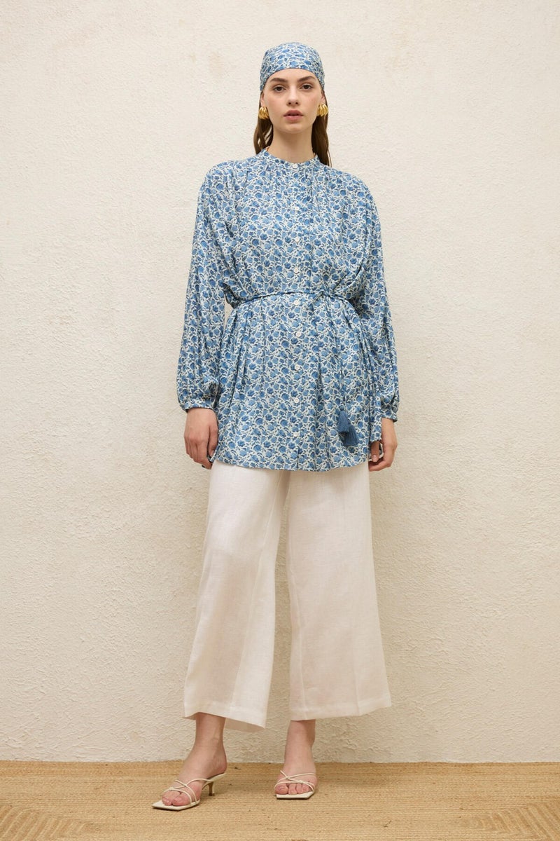 Manuka Viscose Patterned Tunic Rose Blue  - Image 2