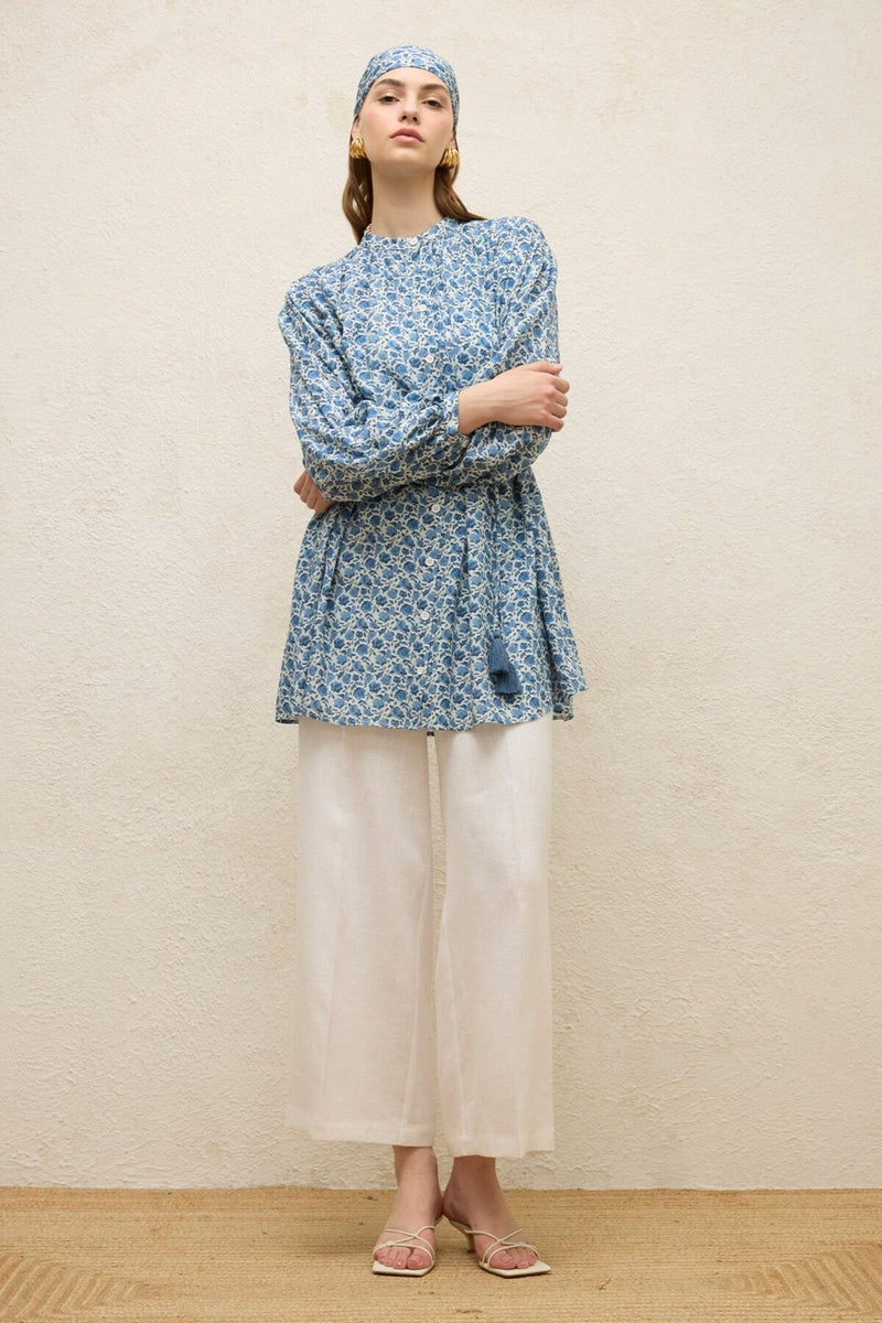 Manuka Viscose Patterned Tunic Rose Blue  - Image 5