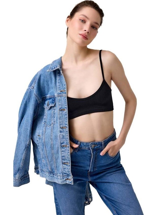 COTTONHILL - Premium - Women's Black Seamless Rope Strapped Crop Top Bustier - Image 1