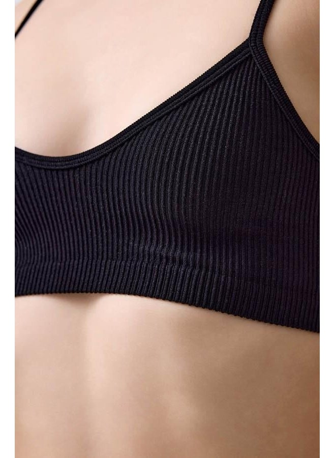 COTTONHILL - Premium - Women's Black Seamless Rope Strapped Crop Top Bustier - Image 1