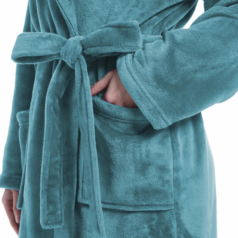 Eonkasp Plush Soft Robes for Women, Premium Fleece Womens Robe Cozy Warm Bathrobe, Turquoise, 2XL-3XL - Image 4