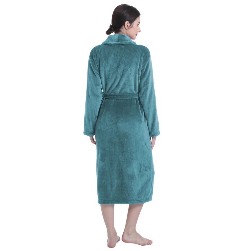 Eonkasp Plush Soft Robes for Women, Premium Fleece Womens Robe Cozy Warm Bathrobe, Turquoise, 2XL-3XL - Image 2