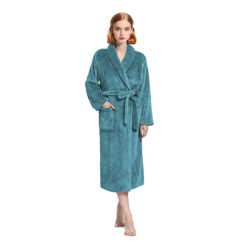 Eonkasp Plush Soft Robes for Women, Premium Fleece Womens Robe Cozy Warm Bathrobe, Turquoise, 2XL-3XL - Image 1