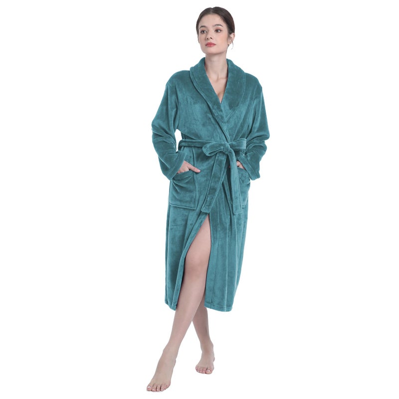Eonkasp Plush Soft Robes for Women, Premium Fleece Womens Robe Cozy Warm Bathrobe, Turquoise, 2XL-3XL - Image 5
