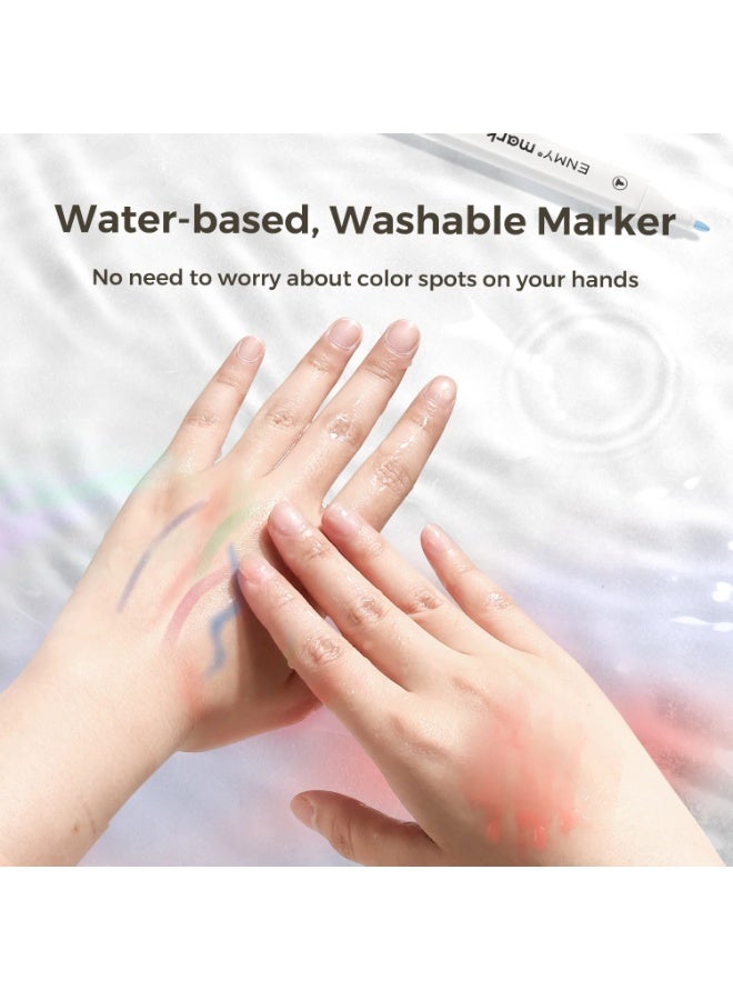 العدو مجموعة ماركرز الوان اكريليك من انمي 48 لون - برأس مزدوج (رفيع 1 ملم وفرشاة 5 ملم) للرسم والحرف اليدوية على الزجاج، السيراميك، الخشب، القماش، والهدايا - ألوان مائية آمنة غير سامة مع حقيبة تخزين - Image 5