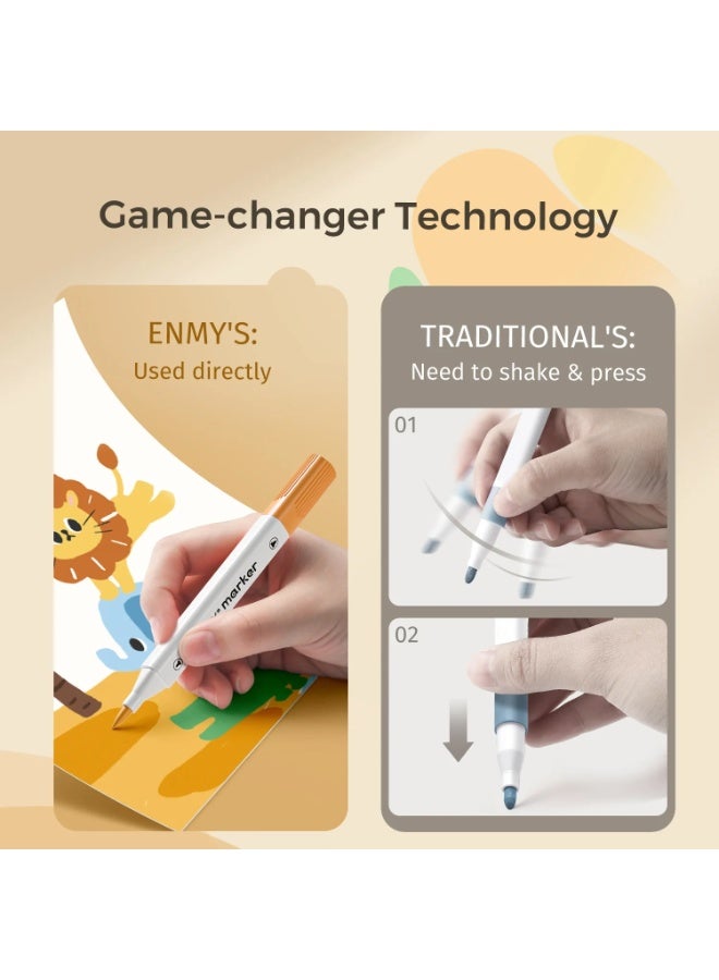 العدو مجموعة ماركرز الوان اكريليك من انمي 48 لون - برأس مزدوج (رفيع 1 ملم وفرشاة 5 ملم) للرسم والحرف اليدوية على الزجاج، السيراميك، الخشب، القماش، والهدايا - ألوان مائية آمنة غير سامة مع حقيبة تخزين - Image 3