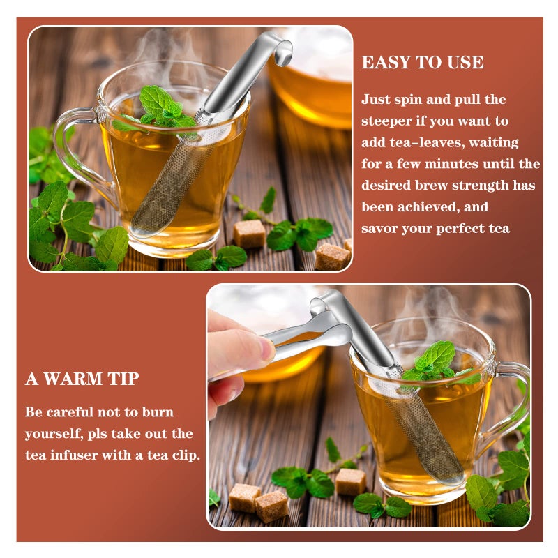 APOIMNA Tea Infuser for Loose Leaf Tea, 304 Stainless Steel Tea Diffusers with Tea Clip Tea Strainers Travel Fine Mesh Tea Spoon Infusers for Loose Tea, Rose, Herbs(Set of 2) - Image 3