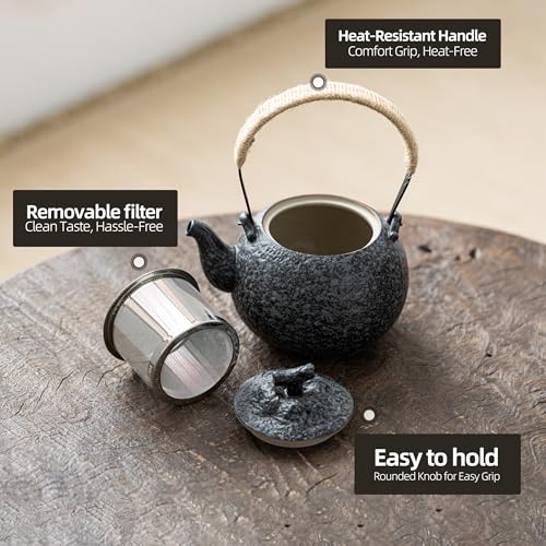 TEANAGOO Japanese Tea Set, Chinese Tea Sets, Porcelain Japanese Tea Cups, Chinese Gongfu Tea Set, Asian Tea Set for Adults, Japanese Teapot Set, 1 Teapot (700ml/25oz) + 4 Tea Cups(205ml/7.2oz), U2 - Image 3
