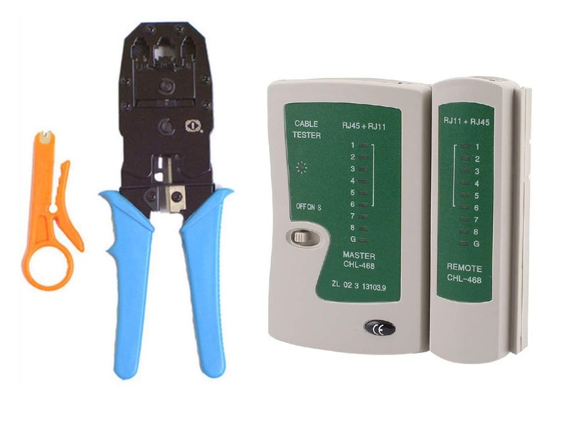 Storin Rj45 Rj11 Crimping Tool With Network Lan Cable Tester Combo Set, Battery_Powered, Color May Vary - Image 1