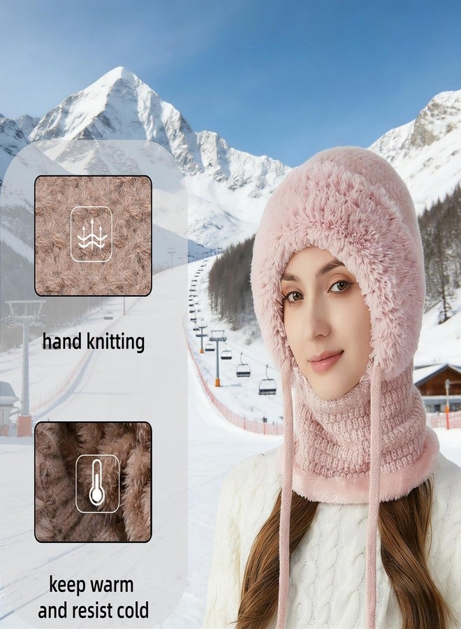 MIFYNN قبعة صوفية 3 في 1 مع وشاح وقناع للنساء، قبعة شتوية 3 في 1 مقاومة للبرد، قبعة محبوكة مقاومة للرياح بغطاء رأس، أسود، مقاس متوسط - Image 3