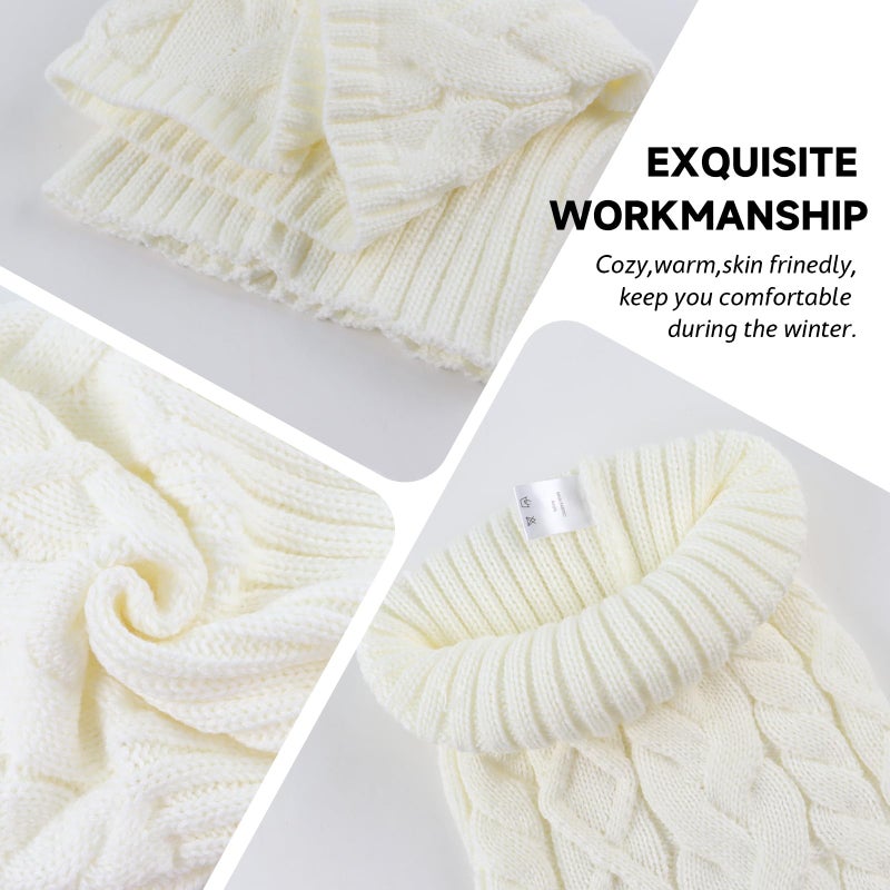 Zsedrut Fall Winter Women Scarves Cable Knitted Scarf For Women Warm Neck Warmer Cold Weather (White) - Image 3