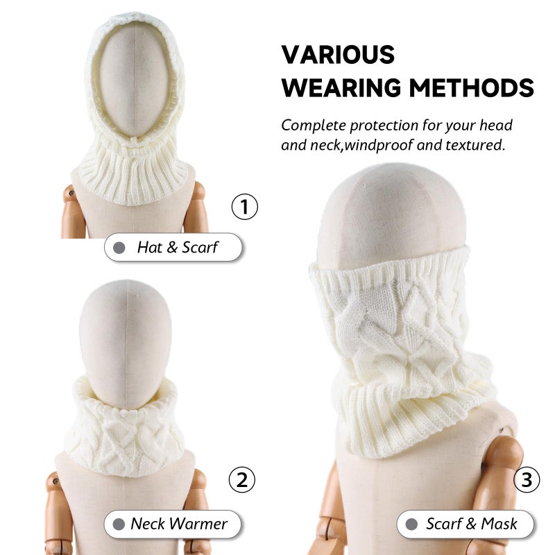 Zsedrut Fall Winter Women Scarves Cable Knitted Scarf For Women Warm Neck Warmer Cold Weather (White) - Image 4