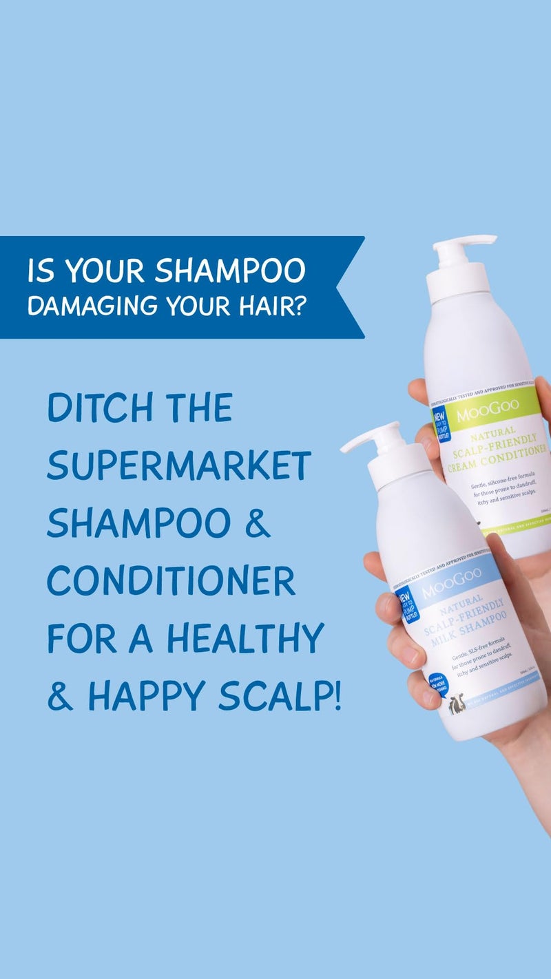 MooGoo Natural Milk Shampoo & Cream Conditioner Pack - For Itchy, Dry, Eczema, Psoriasis & Dandruff Prone Scalps â€“ SLS, Silicone, Sulfate & Paraben Free - Natural & Gentle Formula â€“ 2x 16.9 fl. oz. - Image 4