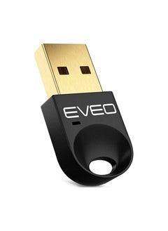 EVEO Bluetooth Adapter for PC 4.0 Black Adapter for Windows 11/10/8/7/XP for Desktop, Laptop, Mouse, Keyboard, Headset, Speaker USB Bluetooth Adapter USB Dongle