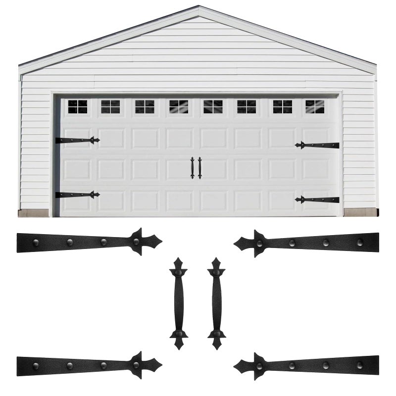 Rhulkrui Garage Door Magnetic Hardware Kit  4 Strong Magnets  4 Hinges + 2 Handles  Easy Install  Never Fade  Gray  Brushed  Contemporary  Plastic - Image 1