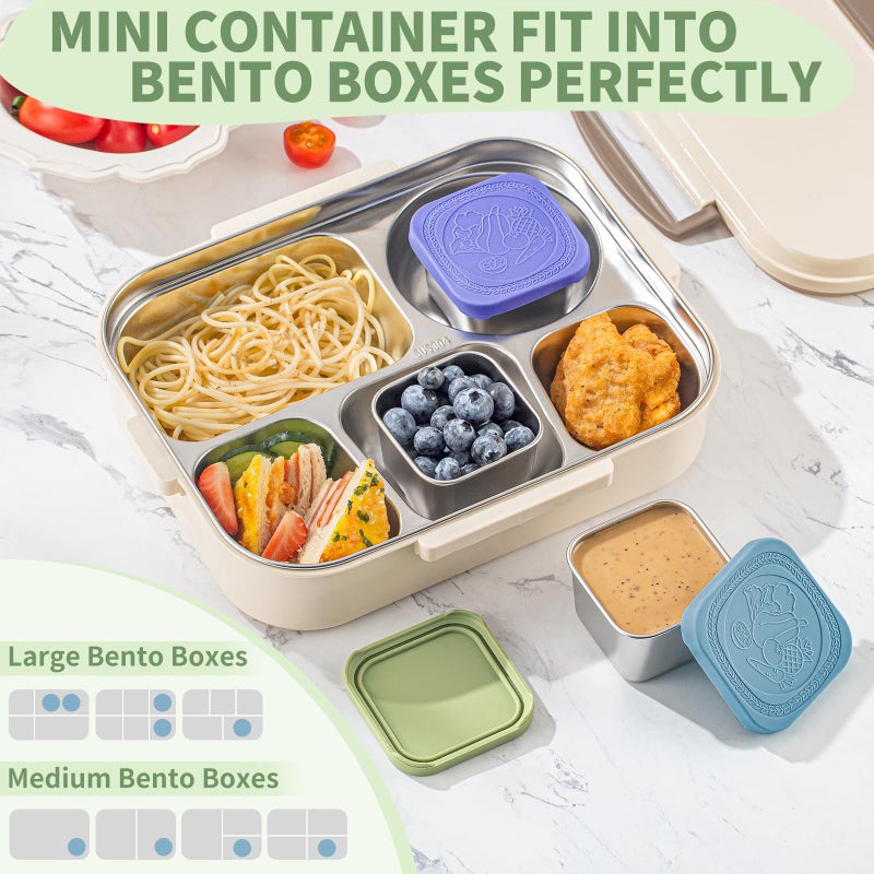 SANEXC 6 Oz Stainless Steel Snack Containers for Kids - 6 Pack Metal Food Containers with Lids Silicone Easy Open 100% Leak Proof BPA Free Reusable Baby Lunch Box for Daycare Travel and Office - Image 4