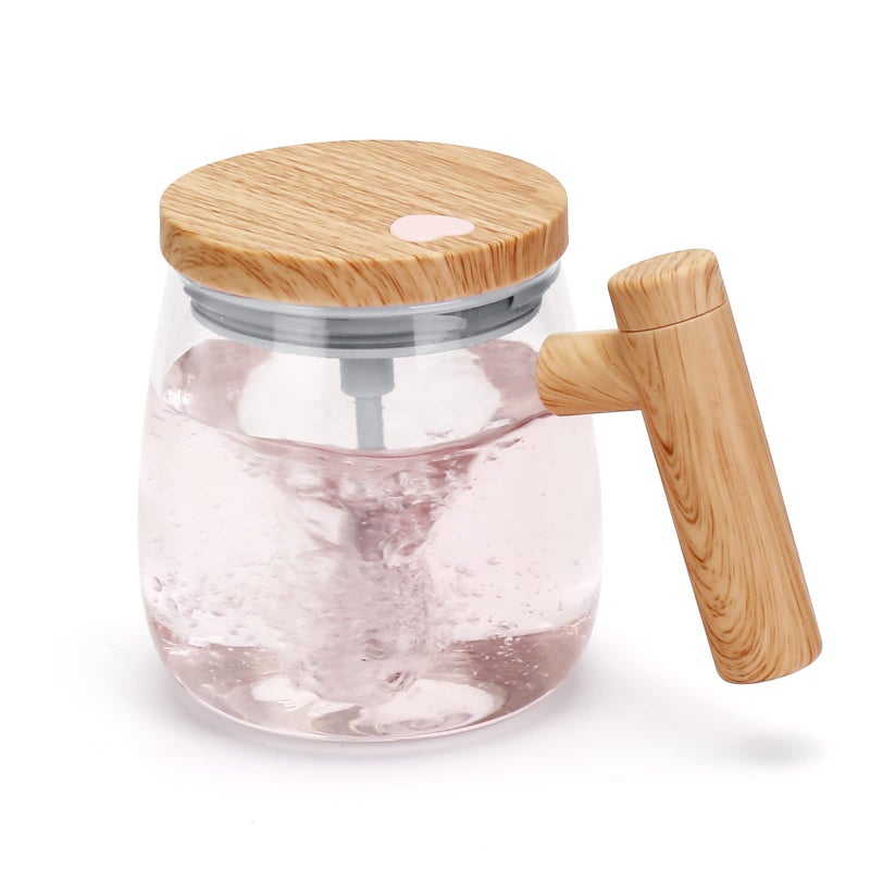 VAlinks Self Stirring Coffee Mug Glass Electric Self Mixing Cup with Lid Handle 400ml Auto Self Stirring Cup To Stir Coffee Mixed Milk Powder for Office Home 2AAA Battery Power