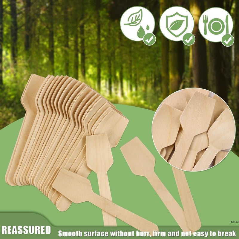 V4L 4 Inches Mini Ice Cream Wooden Spoons Wood Mini Taster Spoons Gelato Spoons Disposable for Crafts Ice Creams Sampling Tasting Pack of 500 - Image 4