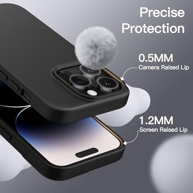 JETech Silicone Case for iPhone 14 Pro Max 67Inch SilkySoft Touch FullBody Protective Phone Case Shockproof Cover with Microfiber Lining Black - Image 5