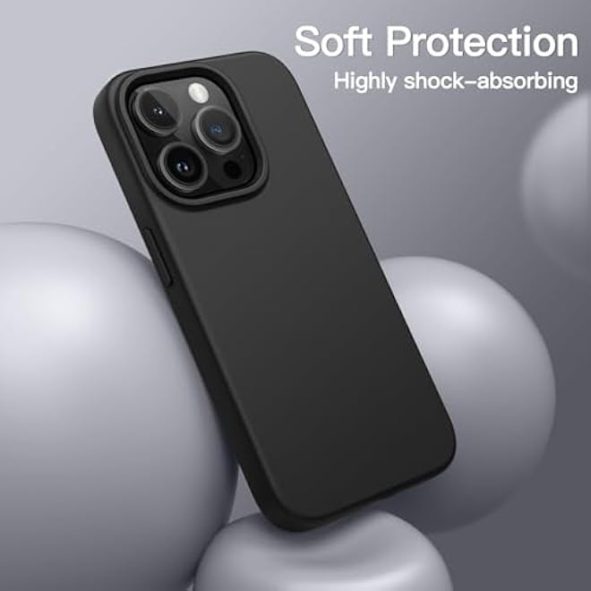 JETech Silicone Case for iPhone 14 Pro Max 67Inch SilkySoft Touch FullBody Protective Phone Case Shockproof Cover with Microfiber Lining Black - Image 4