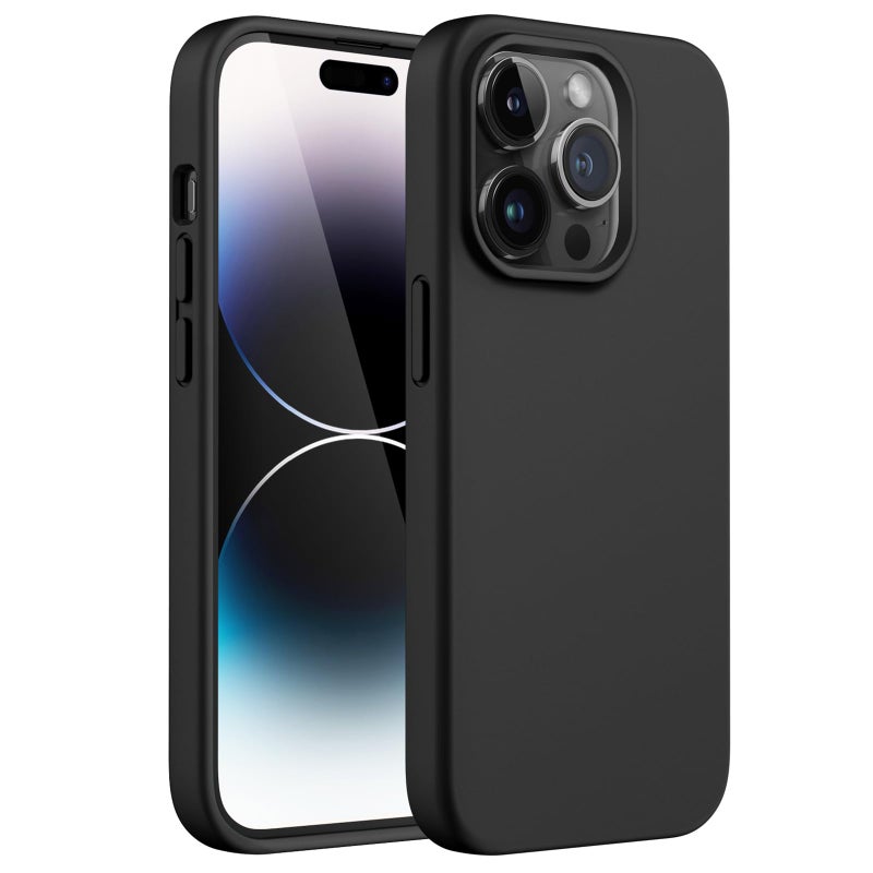 JETech Silicone Case for iPhone 14 Pro Max 67Inch SilkySoft Touch FullBody Protective Phone Case Shockproof Cover with Microfiber Lining Black - Image 1